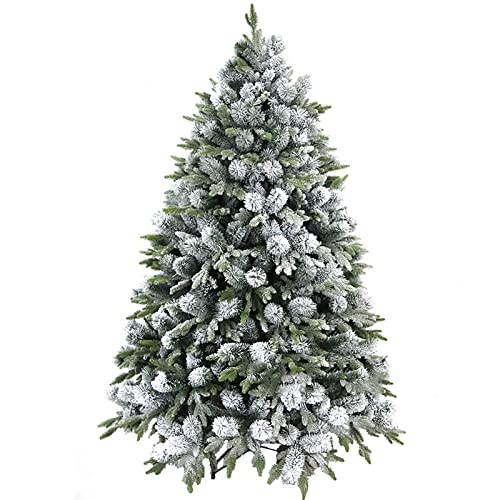 BXGGXBYSW Verschneiter Weihnachtsbaum, grüner Schnee, künstliche Weihnachtskiefer mit massiven Metallbeinverzierungen, perfekt (grün 180 cm (6 Fuß)) (grün 210 cm (6,8 Fuß)) von BXGGXBYSW