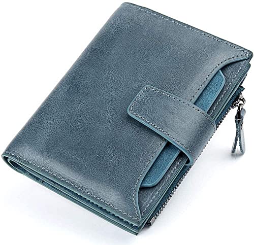 BXGGXBYSW Vintage Casual Wallet Leder Tragetasche für Bargeld, 18 Karten und 2 Foto-Visitenkarten (Farbe: Blau) von BXGGXBYSW