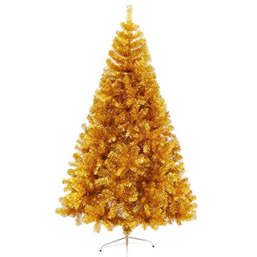 Weihnachtsbaum, leichter luxuriöser moderner künstlicher Tannenbaum, große verschlüsselte goldene Kieferndekoration, Widerstandsfähigkeit gegen Druck und Verschleiß, Metallständer (Farbe: Gold, von BXGGXBYSW