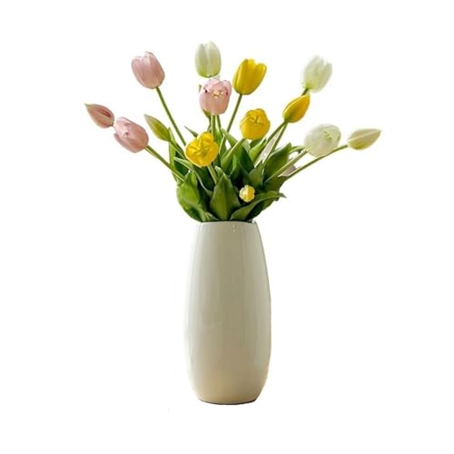 BXSUKEYOU Künstliche Blumen, Tulpen, Blumenstrauß, Heim, Wohnzimmer, Tisch, künstliche Blumenarrangement, dekoratives Blumenarrangement, künstliche Blume (Farbe: Rosa + Weiß + Gelb) von BXSUKEYOU