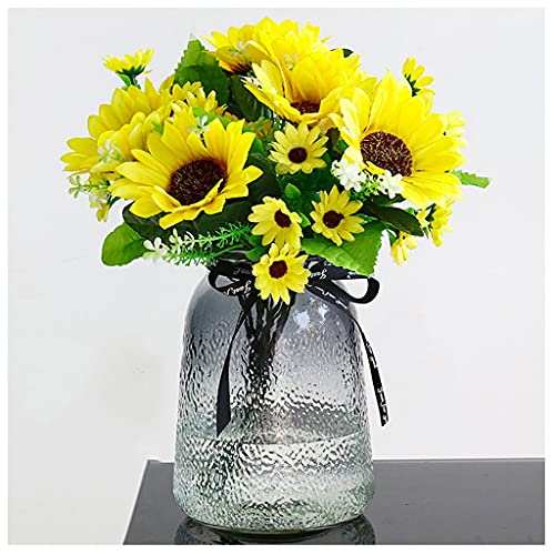 BXSUKEYOU Künstliche Blumen Künstliche Blume Sonnenblume Glas Blumendekoration Trockenblume Blumenarrangement Kreative Chrysantheme Wohnzimmer Esstisch Hoteldekoration Gefälschte Blume von BXSUKEYOU