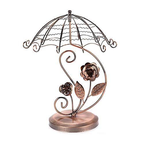 BXSUKEYOU Schmuckschatullen im Vintage-Stil mit Regenschirm, Rose, Ohrringbaum, Schmuckständer aus Metall, Schmuckaufbewahrung für Schlafzimmer/Zuhause/Ladenorganisatoren von BXSUKEYOU