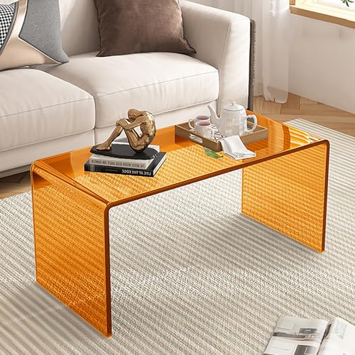 Beistelltisch aus Acryl, durchsichtiger C-förmiger Beistelltisch, Laptoptisch, kleiner Nachttisch, Heimdekoration für Wohnzimmer, Schlafzimmer, Balkon, Terrasse und Büro (Farbe: Orange, Größe: 30 x 30 von BXSUKEYOU