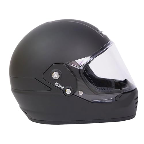 BY CITY Motorradhelm Rider Matt Black, Gehäuse oder Helmschale aus Faser, mit injiziertem Visier und Belüftungsöffnungen, herausnehmbar und waschbar, moderner Stil (L, Schwarz) von BY CITY