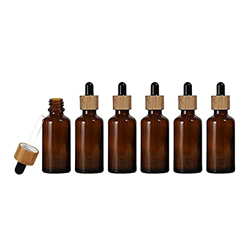 6 Stück Pipettenflasche 30ml Braunglas, Leer Tropfflasche Braun Glasflaschen mit Bambus Pipettenring Ätherisches Öl Flaschen Braunglasflasche mit pipette Tropfflasche für Ätherische Öle Aromatherapie von BYNYXI