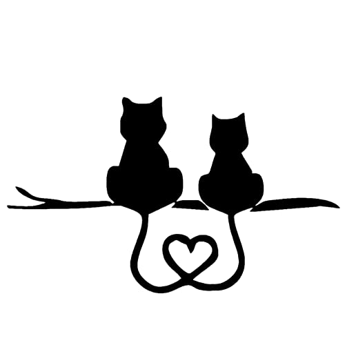 BYNYXI 3D Herzschlag Katze Aufkleber, Auto Reflektierende Sticker Paar Katze Liebe Herz Muster PVC Aufkleber Selbstklebende Wandtattoo Sticker Autofenster PVC Stoßstange Style Aufkleber-18cmx11cm von BYNYXI