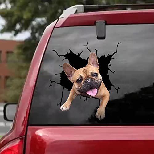 BYNYXI 4 Stück Hund Auto Aufkleber, 3D Labrador Aufkleber für Auto Personalisierte Aufkleber Lustige Französische Bulldogge Autoaufkleber Realistische Riss Hund Vinyl Autofenster Aufkleber-30cmx30cm von BYNYXI