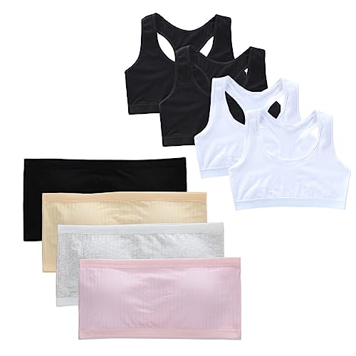 BYNYXI 8 Stücke Trägerlos Bralette Mädchen, Sport BH Full Cup Mädchen Bandeau Unterwäsche Atmungsaktiv Stretch BH Nahtlos Bralette mit Brust-Pad Brarette für Kinder Mädchen Teenager 9-14 Jahre BYNYXI 8 Stücke Trägerlos Bralette Mädchen, Sport BH Full Cup Mädchen Bandeau Unterwäsche Atmungsaktiv Stretch BH Nahtlos Bralette mit Brust-Pad Brarette für Kinder Mädchen Teenager 9-14 Jahre von BYNYXI