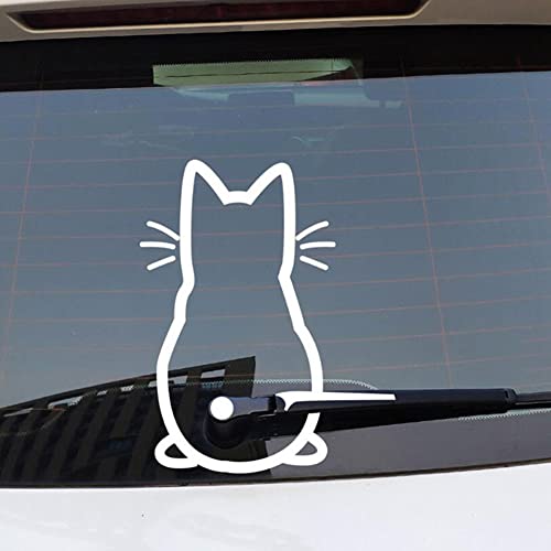 Katzen Wischer Aufkleber, Reflektierend Scheibenwischer Aufkleber Lustiger Cartoon Kätzchen Schwanz Auto Aufkleber Wasserdicht Heckscheibe Tier Cat Aufkleber für Wand Laptop Handy, 30cmx20cm von BYNYXI