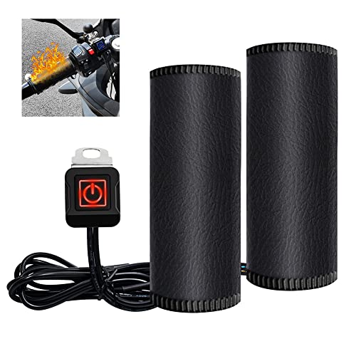 BYNYXI Motorrad Heizgriff Abdeckung, 12V 5Gang Intelligente Temperatur Einstellen Motorrad Griffheizung Lenker Heizpad Winter Griffwärmer Universal Beheizte Griffabdeckung für Motorrad Fahrrad ATV von BYNYXI