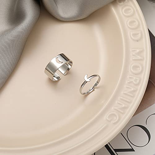 BYNYXI Punk Ring Set, 1 Paar Couple Ring Verstellbar Verlobungsring Silber Mond Stern Gravur Paar Ring Couples Set Stapelringe Partnerringe Ringe Set für Damen Promise Ring Set BYNYXI Punk Ring Set, 1 Paar Couple Ring Verstellbar Verlobungsring Silber Mond Stern Gravur Paar Ring Couples Set Stapelringe Partnerringe Ringe Set für Damen Promise Ring Set von BYNYXI