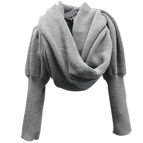 Gestrickte Schal mit ärmeln, Winter Warm Gestrickte Schal Damen Stricken Wickelschal Sweater Schal mit Ärmeln Schalumhang Cape Schal Stola Strick Wrap Schal Cape für Frauen Mode Poncho Schal mit Ärmel von BYNYXI