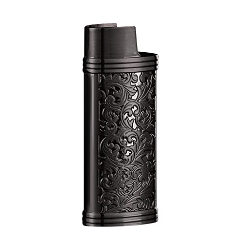 Vintage Feuerzeughüllen für Mini BIC Feuerzeug, Tragbare Feuerzeug Abdeckung Metall Retro Feuerzeugkoffer Abdeckung mit Kette Gravur Wiederverwendbare Feuerzeughülle Regular Feuerzeuge, 6cmx2.4cm Vintage Feuerzeughüllen für Mini BIC Feuerzeug, Tragbare Feuerzeug Abdeckung Metall Retro Feuerzeugkoffer Abdeckung mit Kette Gravur Wiederverwendbare Feuerzeughülle Regular Feuerzeuge, 6cmx2.4cm von BYNYXI