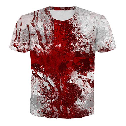 BZNOO Unisex 3D Druck Kurzarm,Unisex Gedruckte Blut Grafik T-Shirt Sommer Lässig Kurzarm Neuheit T-Shirts T-Shirts Tops Street Wear Für Männer Frauen-XL von BZNOO