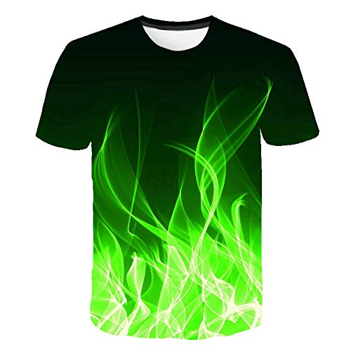 BZNOO Unisex 3D Druck T Shirt，Unisex Grüne Flamme Grafik T-Shirt Sommer Casual Kurzarm Neuheit T-Shirts T-Shirts Tops Street Wear Für Männer Frauen-XL von BZNOO