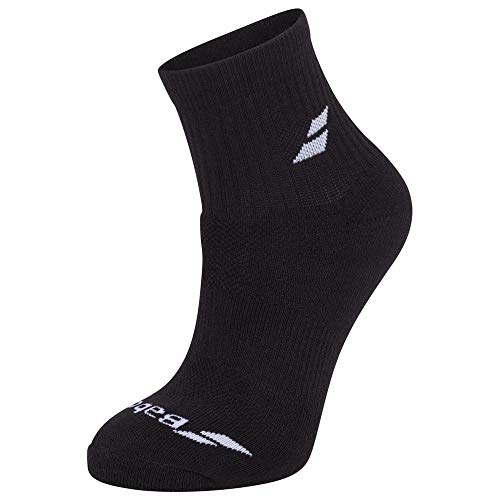 Babolat Quarter 3 Paar Socken, Unisex, Erwachsene, Schwarz/Schwarz, Größe 43/46 von Babolat