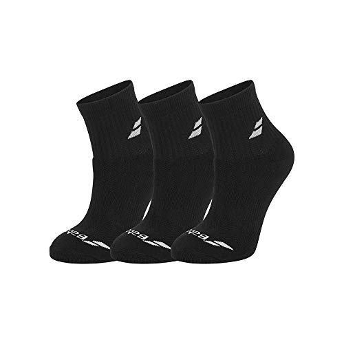 Babolat Quarter 3 Paar Socken, Unisex, Erwachsene, Schwarz/Schwarz, Größe 43/46 von Babolat