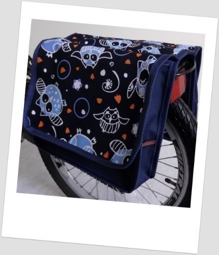 Kinder-Fahrradtasche Joy Satteltasche Gepäckträgertasche Fahrradtasche 2 x 5 Liter Farbe: 28 Owl 1 Navy-orange von Baby-Joy