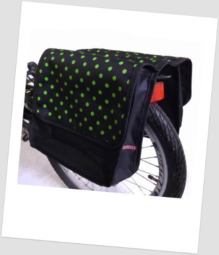 Kinder-Fahrradtasche Joy Satteltasche Gepäckträgertasche Fahrradtasche 2 x 5 Liter Farbe: 36 Dots Little 3 Green von Baby-Joy