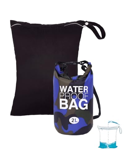 babygoal 2WLL06-B Wasserdichter Trocken- und Nassbeutel, Roll-Top, wasserdichter 2-Liter-Rucksack für Reisen, Schwimmen, Kajak, Strand, Rafting, Bootfahren, Wandern, Camping und Angeln von Babygoal