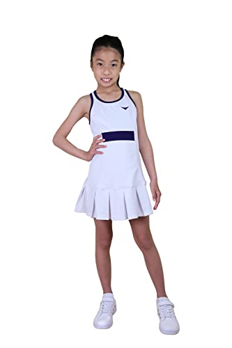 Mädchen Weiß und Blau Plissee Tennis Kleid Junior Netball Kleid/Sportswear, weiß von Bace