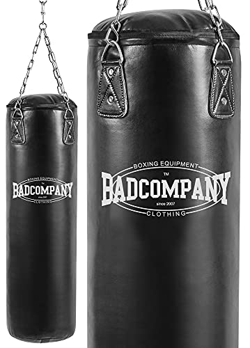 Bad Company Boxsack inkl. Heavy Duty Vierpunkt-Stahlkette I Vinyl Punching Bag, gefüllt I 120 x 35 cm von Bad Company