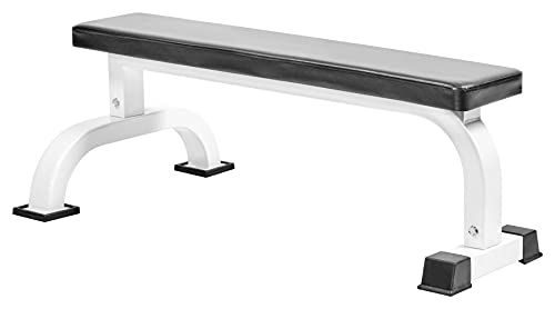 Bad Company Hantelbank I Flachbank 110 x 66 x 41 cm I Trainingsbank für das Krafttraining zuhause I Weiß - BCA-01 Bad Company Hantelbank I Flachbank 110 x 66 x 41 cm I Trainingsbank für das Krafttraining zuhause I Weiß - BCA-01 von Bad Company