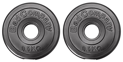 Bad Company Hantelscheiben 30/31 mm Kunststoff 2 x 0,5 kg I Gewicht 0,5kg Paarweise I Gewichte für Langhantel und Kurzhantel von Bad Company