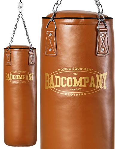 Bad Company Retro Boxsack I Punching Bag gefüllt inkl. Heavy Duty Vierpunkt-Stahlkette - 80 x 35 cm von Bad Company