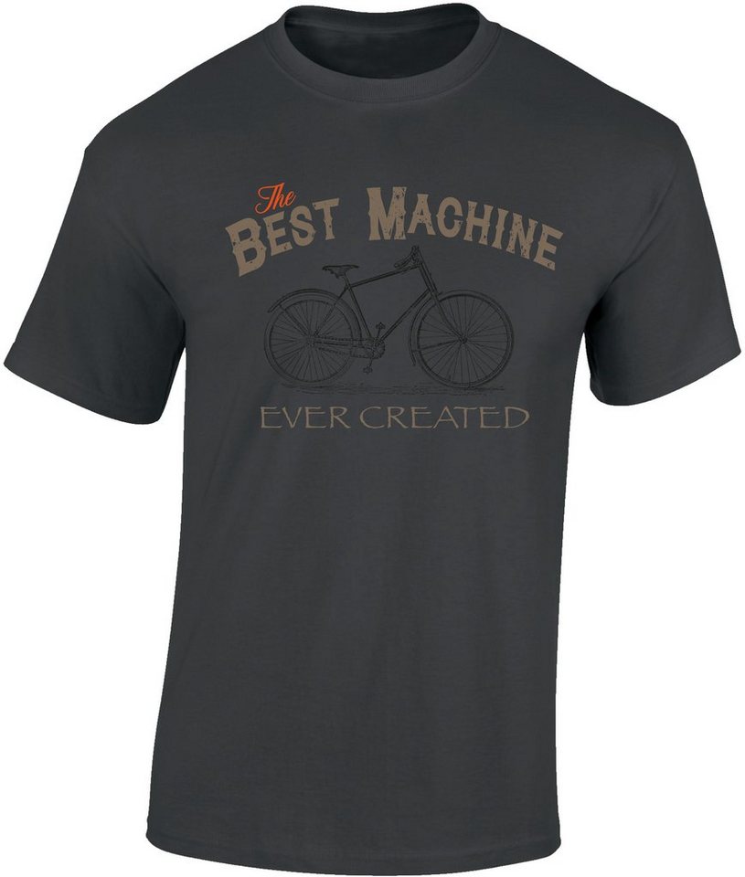 Baddery Print-Shirt Fahrrad T-Shirt : The Best Machine - Sport Tshirts Herren, hochwertiger Siebdruck, auch Übergrößen, aus Baumwolle von Baddery