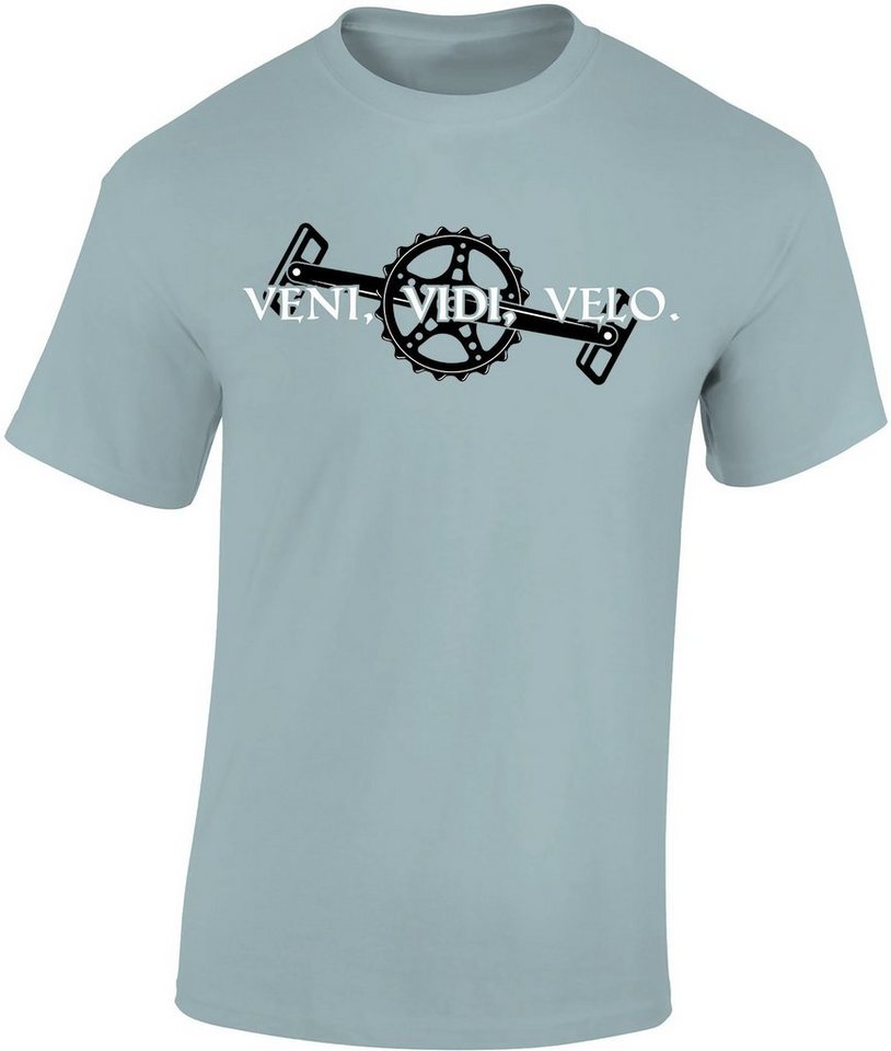 Baddery Print-Shirt Fahrrad T-Shirt : Veni Vidi Velo - Sport Tshirts Herren - Latein Fun, hochwertiger Siebdruck, auch Übergrößen, aus Baumwolle von Baddery