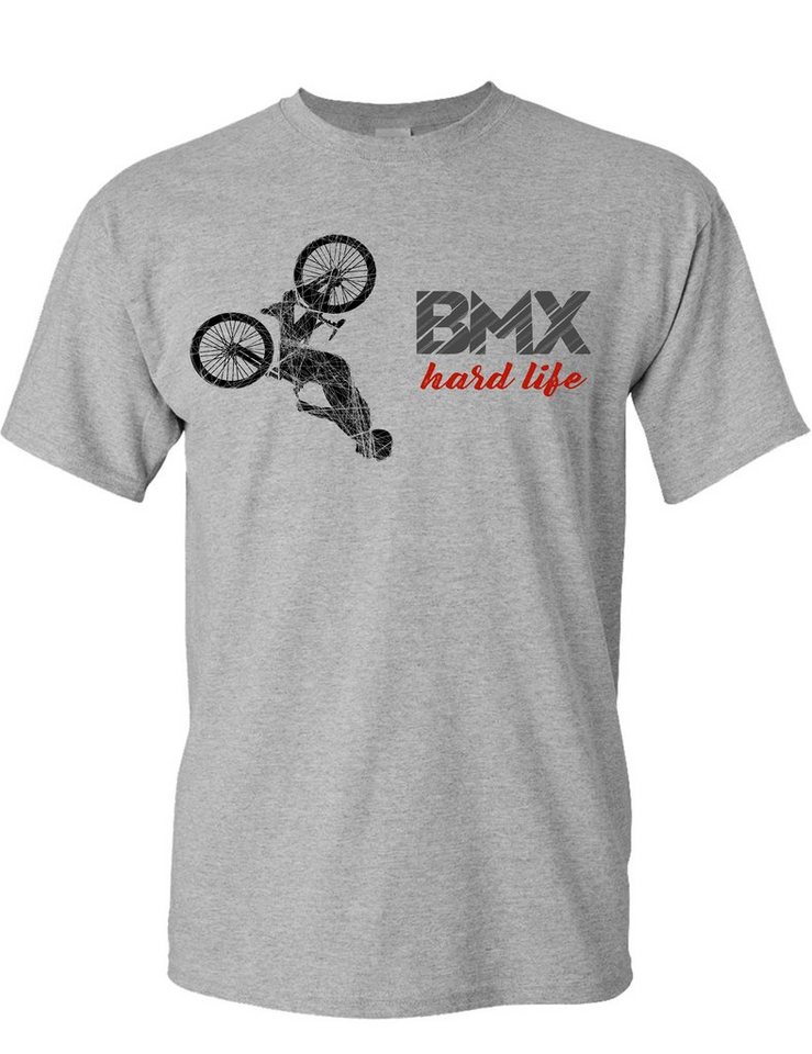 Baddery Print-Shirt Fahrrad T-Shirt Herren : BMX Hard Life - Sport Tshirts Herren, hochwertiger Siebdruck, aus Baumwolle von Baddery