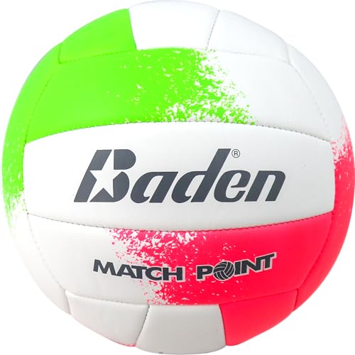 Baden Match Point, gepolstertes Kunstleder, Outdoor-Freizeit-Volleyball und College-Camp-Ball, alle Altersgruppen, offizielle Größe 5, Neonrosa/Grün/Weiß Baden Match Point, gepolstertes Kunstleder, Outdoor-Freizeit-Volleyball und College-Camp-Ball, alle Altersgruppen, offizielle Größe 5, Neonrosa/Grün/Weiß von Baden