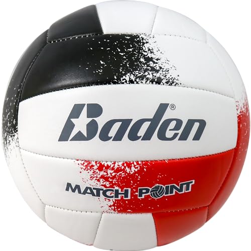 Baden MatchPoint Volleyball, Größe 5, gepolstert, Rot/Weiß/Schwarz von Baden