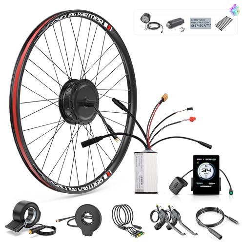 Bafang Nabenmotor 48V 500W EBike-Umbausatz Vorderrad-Brushless-Nabenmotor-Kits mit P860ML-LCD-Display, Elektrofahrrad-Vorderrad-Umbausatz Passend für 26 Zoll von Bafang