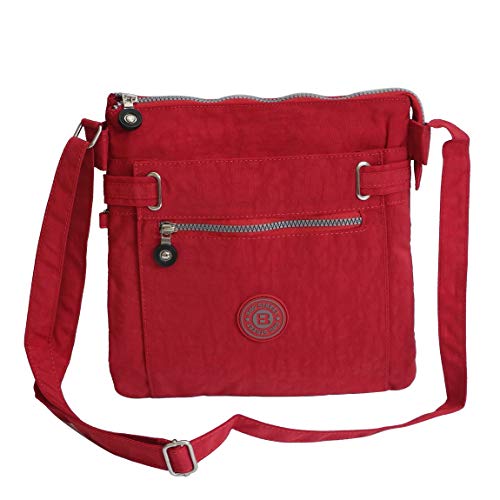 Umhängetasche aus Stoff von Bag Street - Schultertasche Freizeittasche Wandertasche Sporttasche Stofftasche Crossbag aus Nylon - (Rot) präsentiert von ZMOKA® von WILD THINGS ONLY !!!
