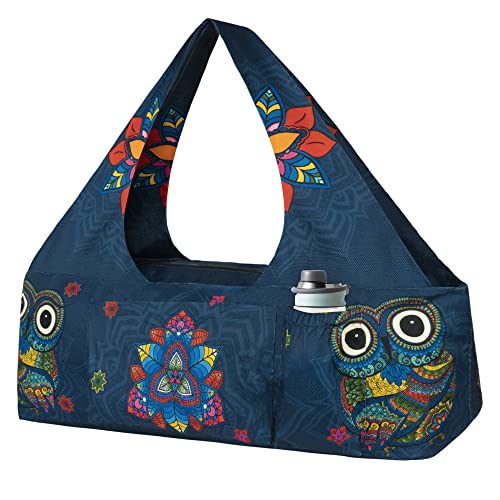 Yogamatten-Tasche – Große Yoga-Tasche mit Yogamatten-Gurt, Reißverschluss und Taschen – Yoga-Taschen und Träger für alle Ihre Sachen – Mandala-Eule-Yogamatten-Taschen für Frauen, passend für die von BagYG