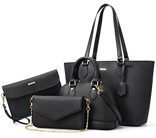 Bagsure Handtasche Damen Schultertasche Handtaschen Tragetasche Damen 4-teiliges Set für Büro Schule Einkauf Reise Geschenk (Schwarz) Bagsure Handtasche Damen Schultertasche Handtaschen Tragetasche Damen 4-teiliges Set für Büro Schule Einkauf Reise Geschenk (Schwarz) von Bagsure
