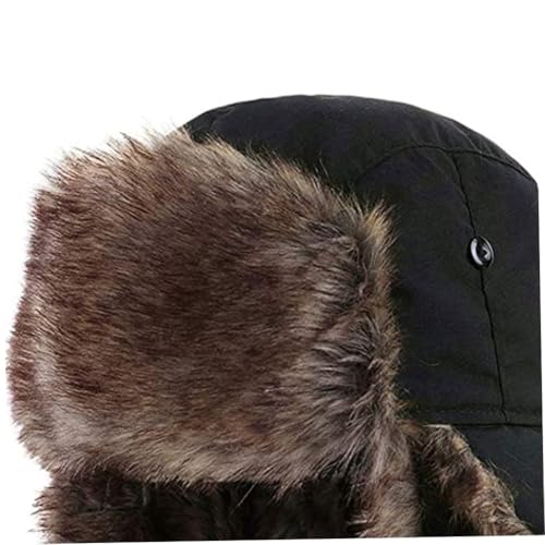 Bai42Ylou Winter Trapper Herren Hüte, Warmer Wanderhut, Kunstfell Warmer windproofes russischer Hut mit Ohrlappen Wanderhüte für Männer Trapper Hut Thermalhut Winterhut für Skating Skifahren von Bai42Ylou