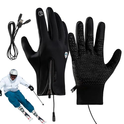 Bajbumgn USB Beheizte Handschuhe, Elektrische Beheizte Handschuhe für Herren Damen, Wiederaufladbar Beheizte Handschuhe, Warme Touchscreen Handschuhe für Klettern, Wandern, Radfahren, Camping von Bajbumgn