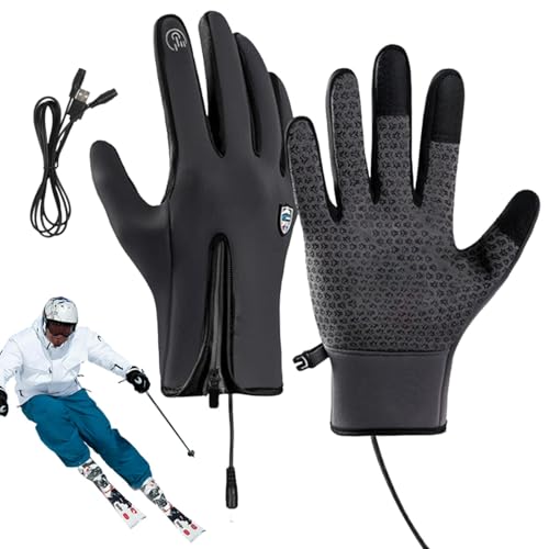 Bajbumgn USB Beheizte Handschuhe, Elektrische Beheizte Handschuhe für Herren Damen, Wiederaufladbar Beheizte Handschuhe, Warme Touchscreen Handschuhe für Klettern, Wandern, Radfahren, Camping von Bajbumgn