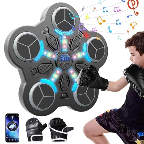 Music Boxing Machine, Blue-Tooth Musik Boxmaschine mit Boxhandschuhen, Wandmontiertes Boxziel, Boxtrainingsausrüstung für Kinder und Erwachsene von Bajbumgn