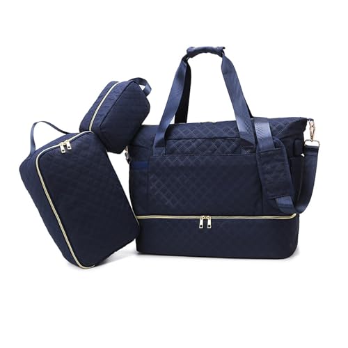 Balakaka Reisetasche Damen 3pcs mit Kulturbeutel, 35L Weekender Damen Sporttasche mit Schuhfach Nassfach, Wasserdicht Overnight Bag Kliniktasche Geburt mit Lsoliertasche, Juwelenblau von Balakaka