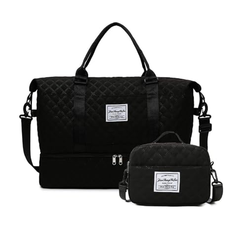 Balakaka Reisetasche Damen Sporttasche Handgepäck Tasche, 42L Groß Wasserdicht Weekender Bag mit 28.5L kleine Umhängetasche, Travel Duffle Bag mit Schuhfach & Nassfach, Schwarz Balakaka Reisetasche Damen Sporttasche Handgepäck Tasche, 42L Groß Wasserdicht Weekender Bag mit 28.5L kleine Umhängetasche, Travel Duffle Bag mit Schuhfach & Nassfach, Schwarz von Balakaka
