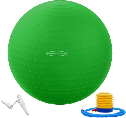 BalanceFrom Anti-Platz- und Rutschfester Gymnastikball Yoga-Ball Fitnessball Geburtsball mit Schnellpumpe, 0,9 kg Kapazität (38-45 cm, S, Grün) von Signature Fitness