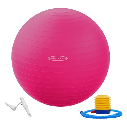 BalanceFrom Anti-Platz- und Rutschfester Gymnastikball Yoga-Ball Fitnessball Geburtsball mit Schnellpumpe, 0,9 kg Kapazität (38-45 cm, S, Rosa) von Signature Fitness