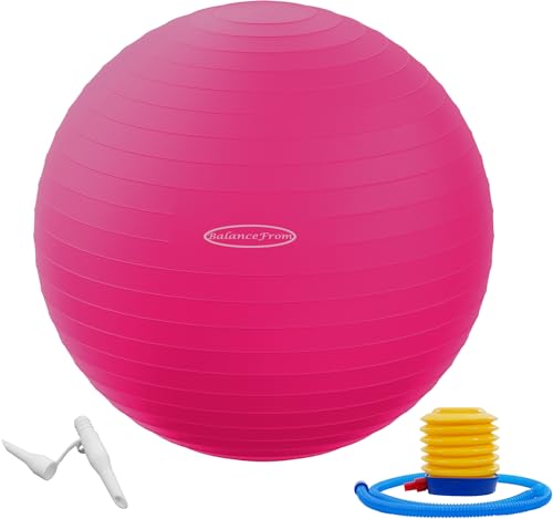 Signature Fitness Gymnastikball, Yoga-Ball, Fitnessball, Geburtsball mit Schnellpumpe, 0,9 kg Kapazität, Rosa, 55,9 cm, M von Signature Fitness