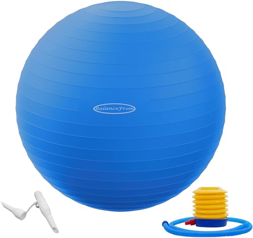 Signature Fitness Gymnastikball, Yoga-Ball, Fitnessball, Geburtsball mit Schnellpumpe, 0,9 kg Kapazität, Blau, 76,2 cm, XL von Signature Fitness
