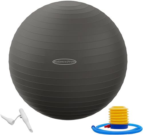 Fitvids Gymnastikball, Yoga-Ball, Fitnessball, Geburtsball mit Schnellpumpe, 0,9 kg Kapazität, Grau, 86,4 cm, Größe XL von Fitvids