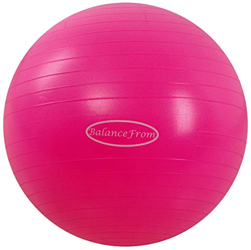 Signature Fitness Gymnastikball, Yoga-Ball, Fitnessball, Geburtsball mit Schnellpumpe, 0,9 kg Kapazität, Rosa, 86,4 cm, XLL von Signature Fitness